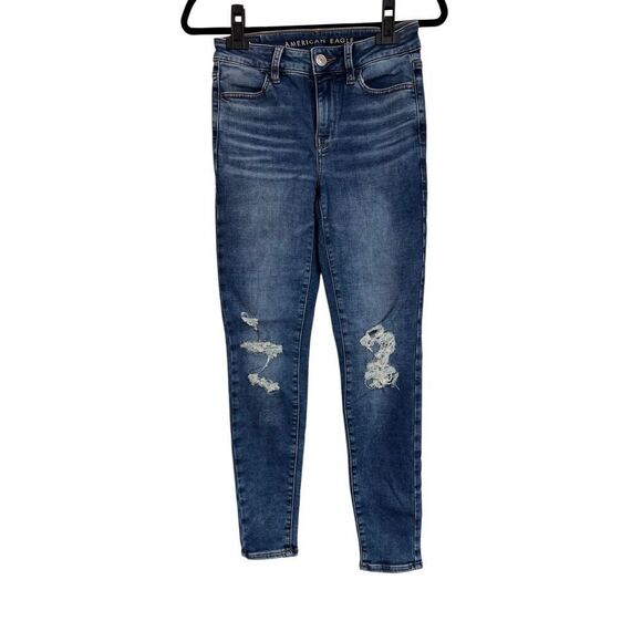 American Eagle Outfitters Denim - American Eagle Jeggings Womens Size 4 Blue Next Level Stretch High Rise Ripped